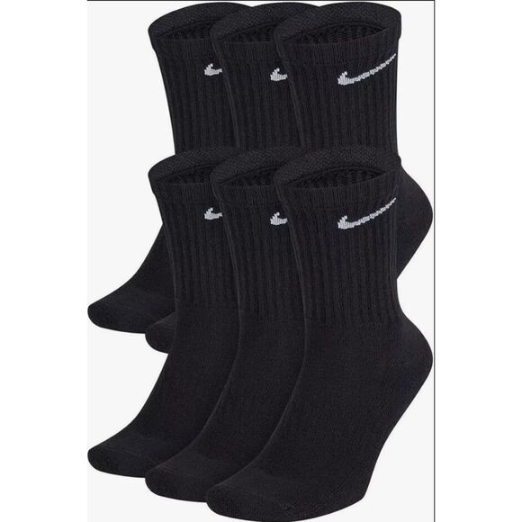 Nike Kids Performance Cushioned Crew Training Socks 6-Pack Black/White Small - Picture 1 of 2